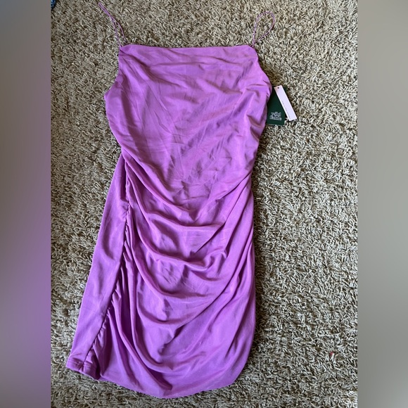 NWT WILD FABLE Purple Lavender Mesh Ruched Spaghetti Strap Dress Medium - Picture 6 of 12